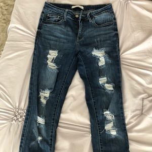 Gently Used High-Wasted Distressed Jeans